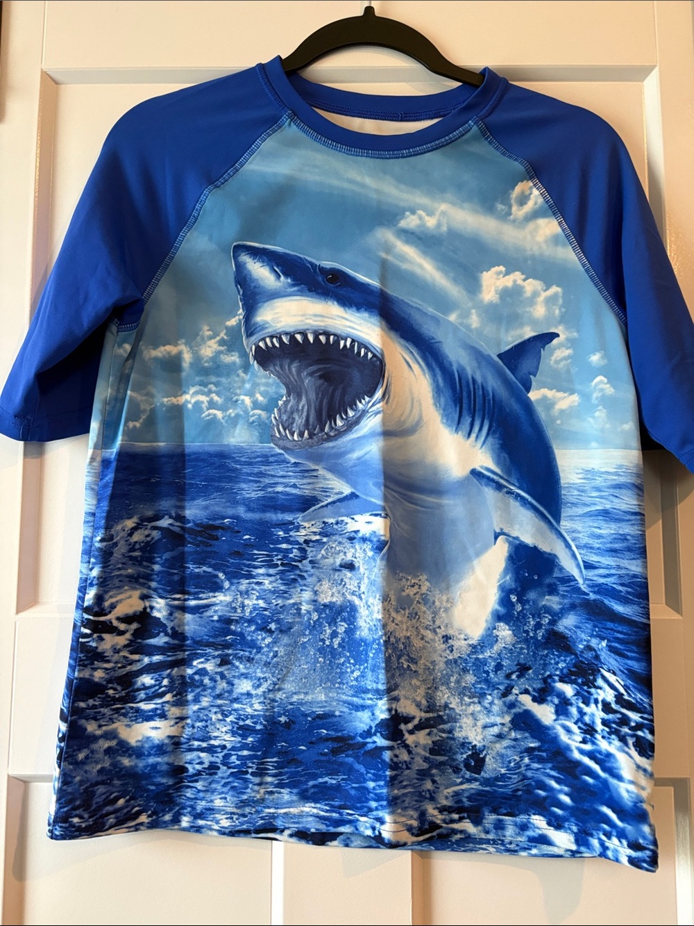 wonder nation Blue Shark Rashguard Swim Top